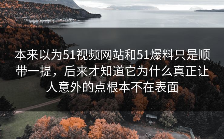 本来以为51视频网站和51爆料只是顺带一提，后来才知道它为什么真正让人意外的点根本不在表面