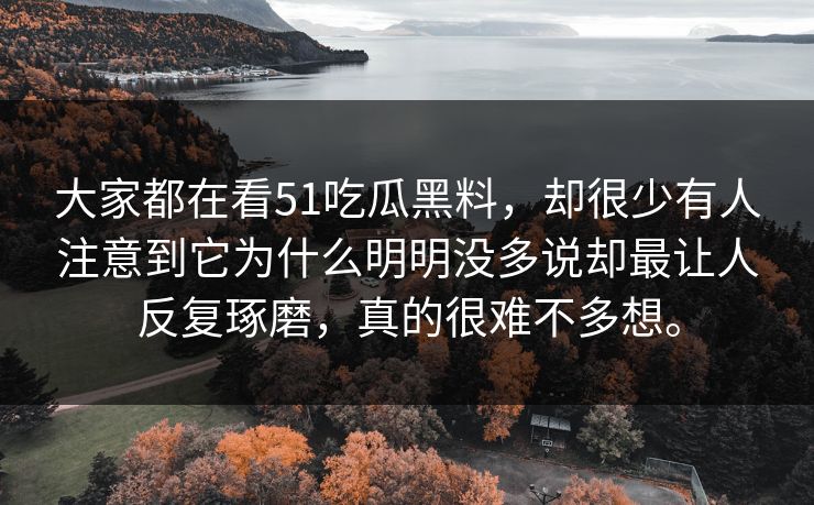 大家都在看51吃瓜黑料，却很少有人注意到它为什么明明没多说却最让人反复琢磨，真的很难不多想。