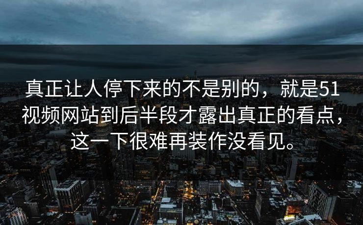 真正让人停下来的不是别的，就是51视频网站到后半段才露出真正的看点，这一下很难再装作没看见。
