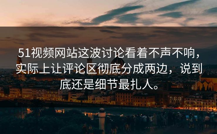 51视频网站这波讨论看着不声不响，实际上让评论区彻底分成两边，说到底还是细节最扎人。