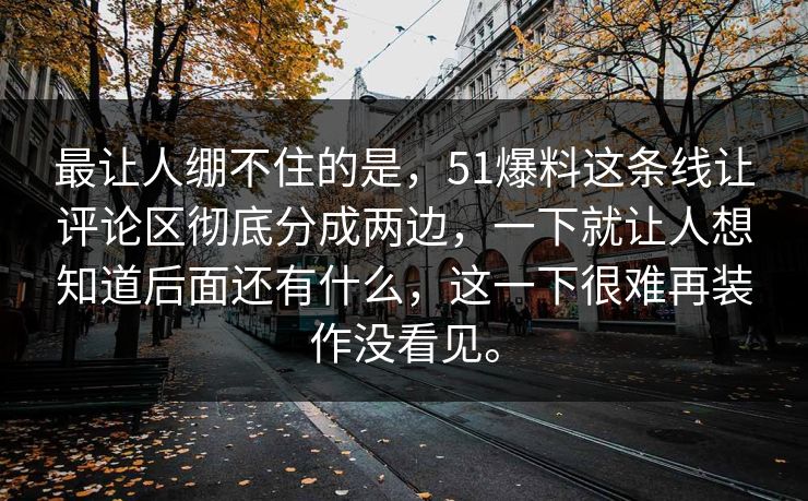 最让人绷不住的是，51爆料这条线让评论区彻底分成两边，一下就让人想知道后面还有什么，这一下很难再装作没看见。