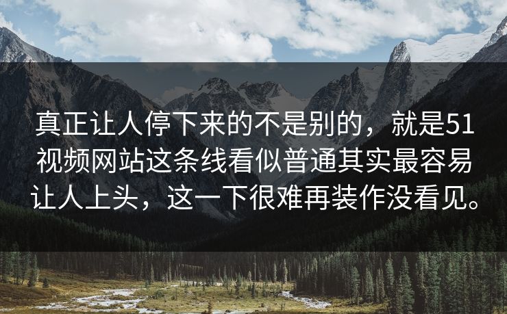 真正让人停下来的不是别的，就是51视频网站这条线看似普通其实最容易让人上头，这一下很难再装作没看见。