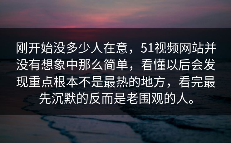 刚开始没多少人在意，51视频网站并没有想象中那么简单，看懂以后会发现重点根本不是最热的地方，看完最先沉默的反而是老围观的人。