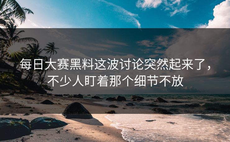 每日大赛黑料这波讨论突然起来了，不少人盯着那个细节不放