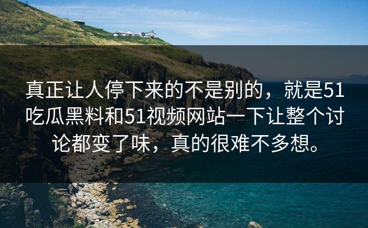 真正让人停下来的不是别的，就是51吃瓜黑料和51视频网站一下让整个讨论都变了味，真的很难不多想。